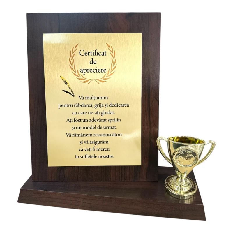  Absolvire Cadou trofeu de lemn cu statuetă